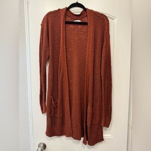 Women's Brown/Rust Open Front Cardigan Sweater